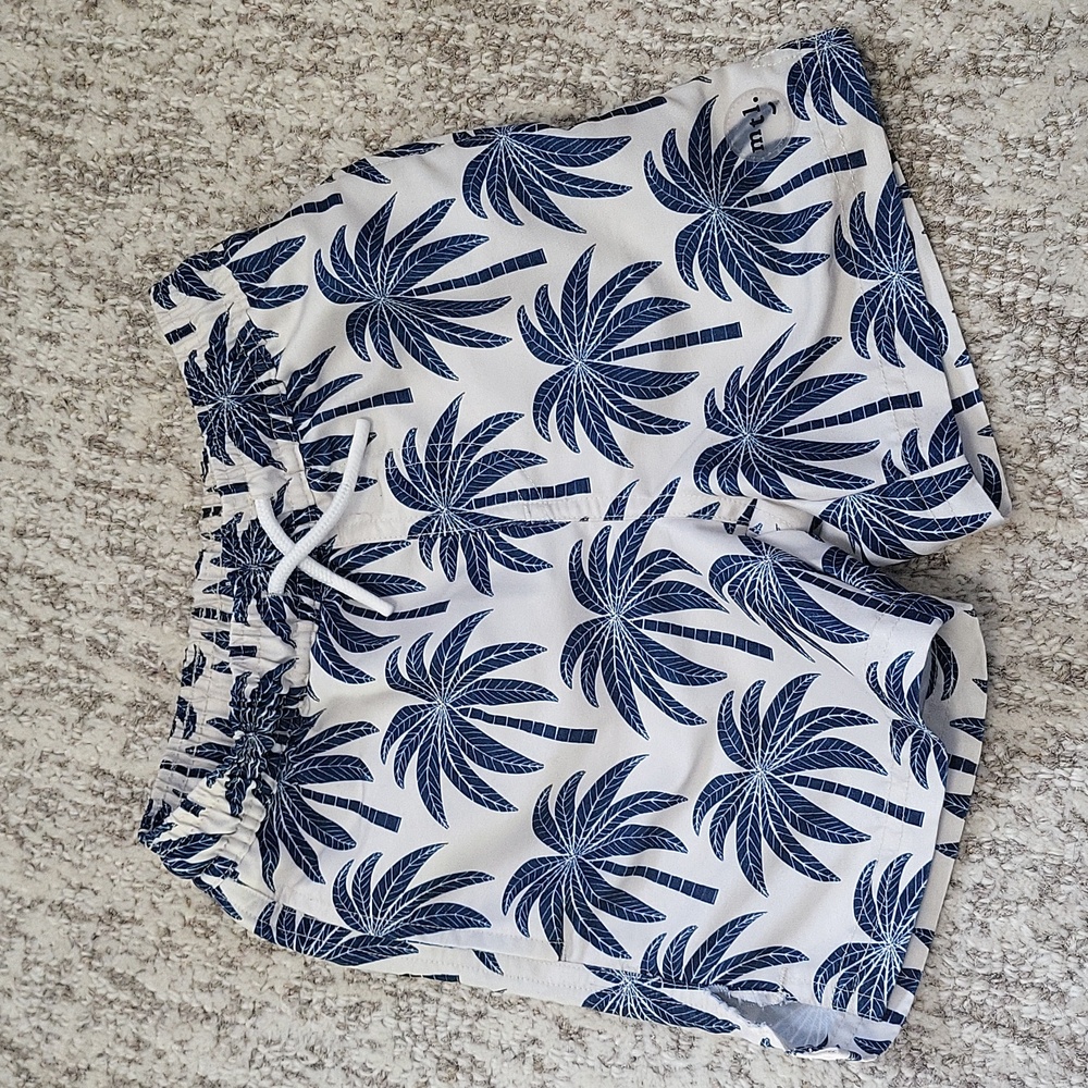 Miles The Label - BOYS - Size 4 -Blue Palm Swim Trunk